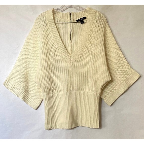 Nine West Jeans Sweaters - Nine West Jeans Sweater Womens Large Cream Cable Knit V Neck Dolman 3/4 Sleeves